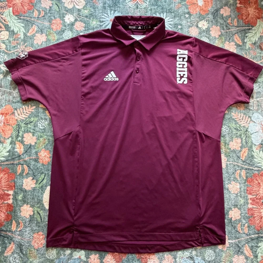 Adidas Texas A&M Aggies Sideline Maroon Primegreen Polo Shirt Mens XL